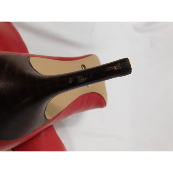 LAUREN RALPH LAUREN RED LEATHER LOGO HEELS PUMPS SZ 5 - Picture 6 of 8